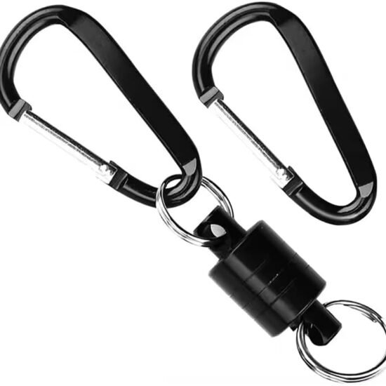Quick-Release Magnetic Keychain with Two Carabiners