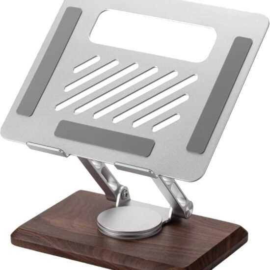 Walnut Base Laptop Stand, 360° Rotating, Wooden