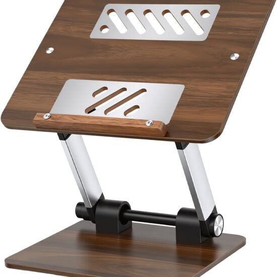 Walnut Wood Laptop Stand, 180° Adjustable, Vintage