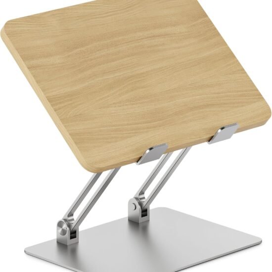 Adjustable Wooden Laptop Stand, Portable, Woodgrain