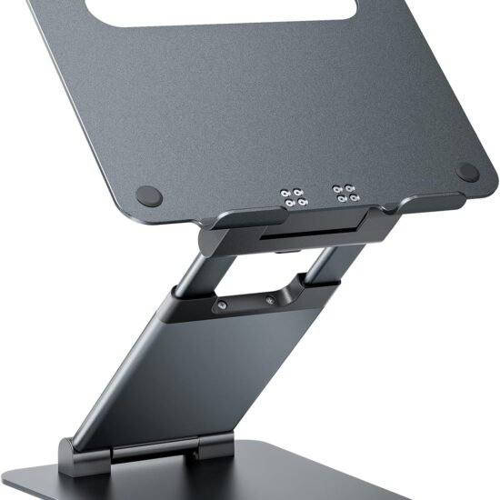 Dual Foldable Aluminium Laptop Stand, Adjustable, Grey