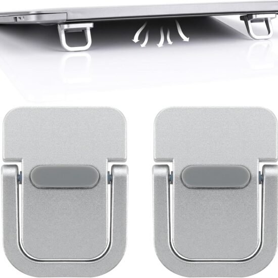 Mini Foldable Keyboard Riser, Self-Adhesive, Silver 2-Pack
