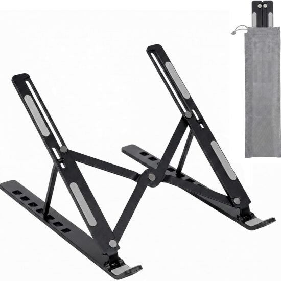 Aluminium Laptop Stand, 7 Angles, Cooling, Black