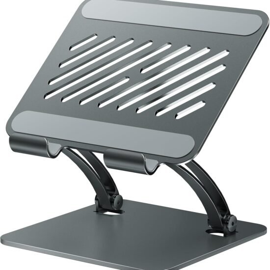Dual Rod Aluminium Tablet Stand, Adjustable, Grey